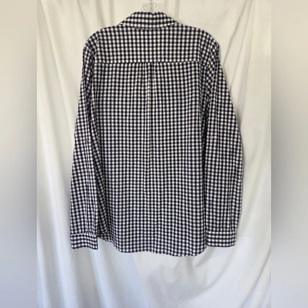 Kut from the Kloth Navy and White Checkered Women's Shirt Size XL - Picture 3 of 6